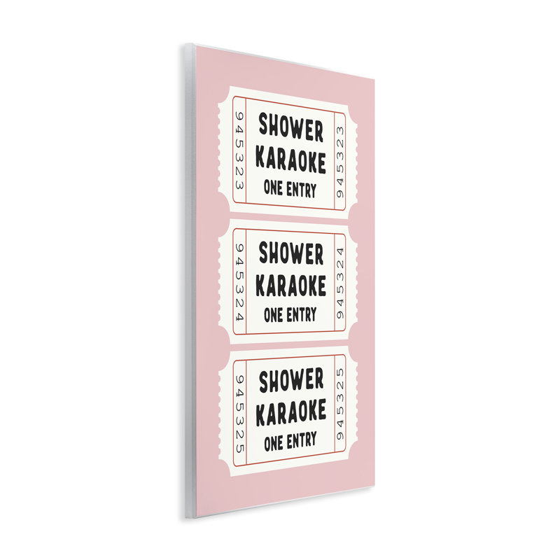 «Pink Shower Karaoke», plaque murale avec lettrage et doublure, H 19 po x l 13 po