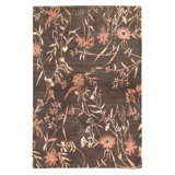 Hand Knotted Area Rug in Brown And Rose