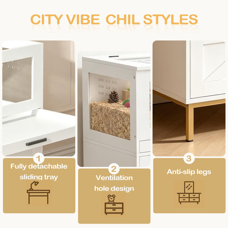 Cage à animaux spacieuse, cage à hamster, cage à hérissons avec plateau coulissant amovible et plateau relevable