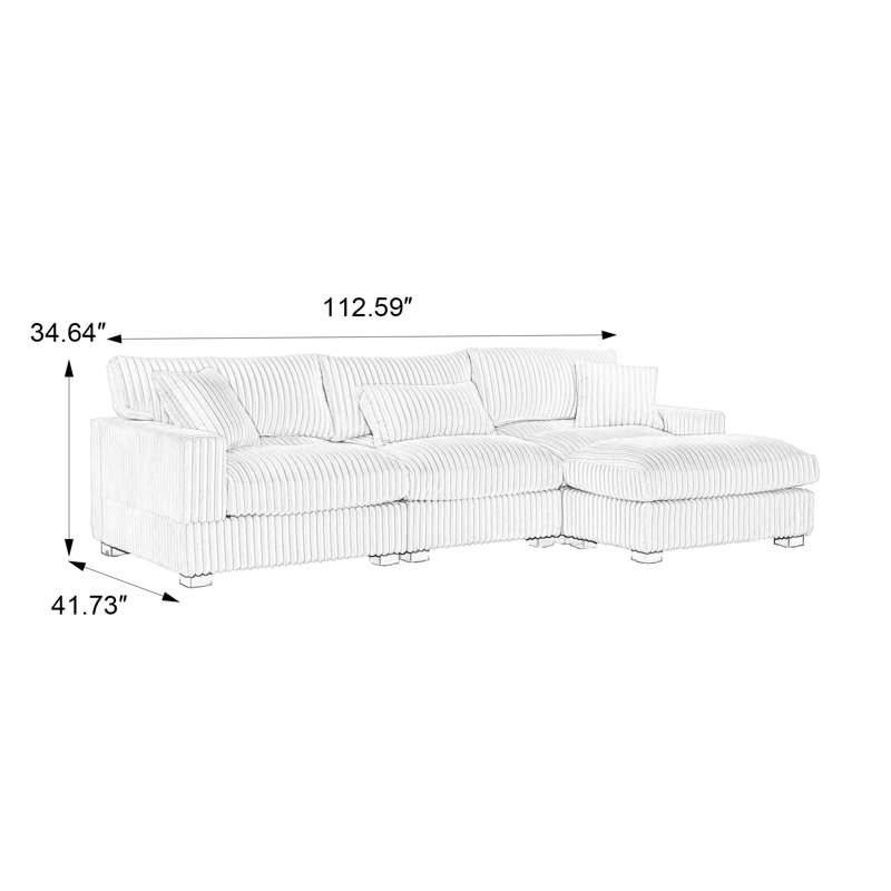 4 Seater Sectional, Green Fabric