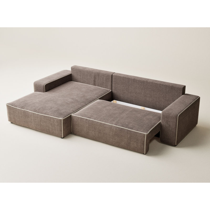 5 Seater Reclining Corner Sofa , Left Hand Facing, Brown/Beige PolyesterChenille