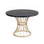 Rustique - Table ronde moderne de 42 pouces en placage de chêne noir, base en fer doré pour table de placage de salon compacte, piédestal industriel, grandes configurations de cuisine-850598814-850598815