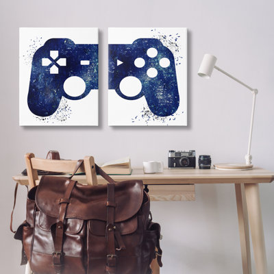  Ensemble de 2 toiles murales bleues modernes par Kim Allen