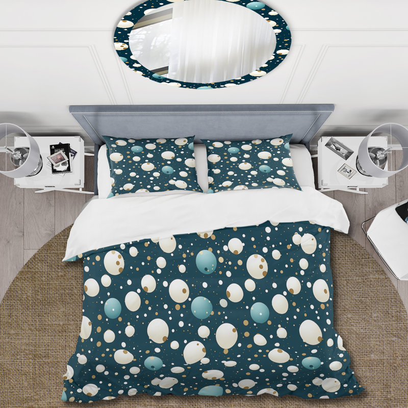 Ensemble de housse de couette Nautical Allure Polka Dots Pattern - Pois, Housse de couette pour très grand lit et 2 très