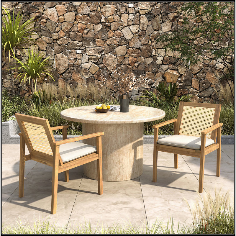Chaise de salle à manger d'extérieur avec coussin Preston (ensemble de 2)