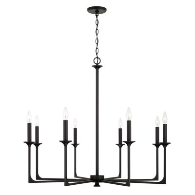 Lustre 8 lumières en fer noir