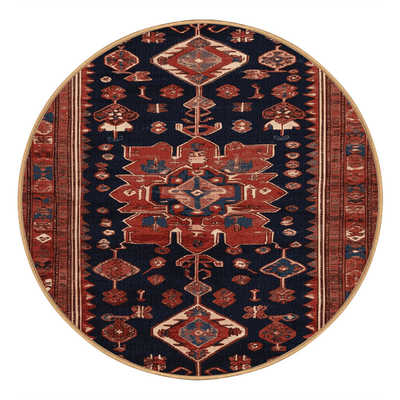 Tapis brun lavable à la machine, Rond 5 pi