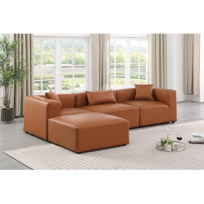 Ensemble modulaire de coin en similicuir 4 pièces