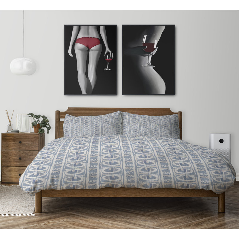 Polyester Twill Abstract Duvet Cover, Queen Duvet Cover + 2 Standard Pillowcases
