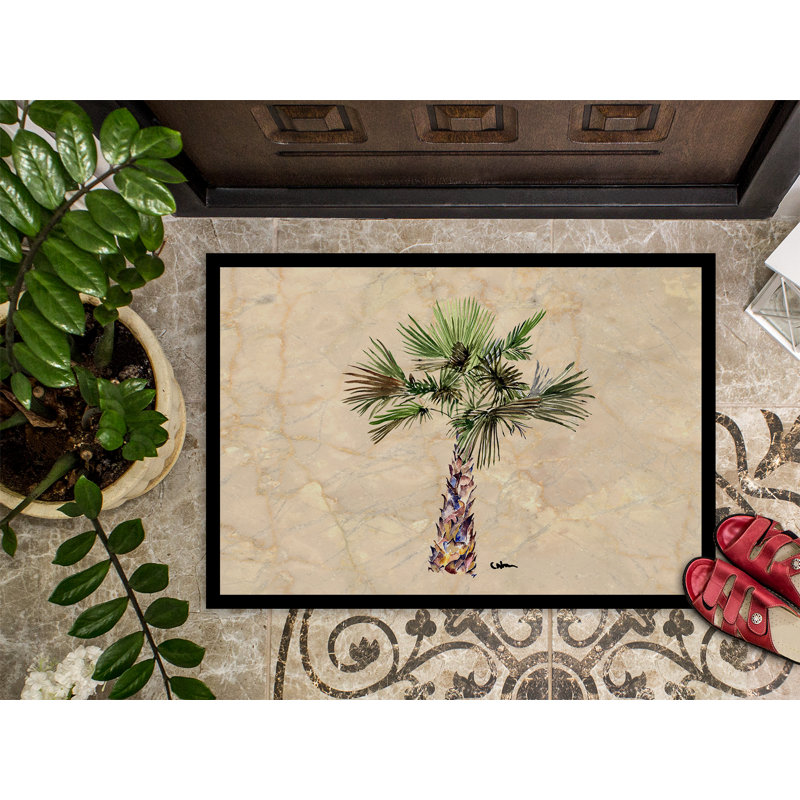 Paillasson d’intérieur antidérapant Palm Tree Enright, Rectangle 1 pi 6 po x 2 pi 3 po