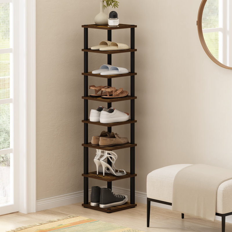 Ribh 7 Pair Shoe Rack, Amber Pine/Black