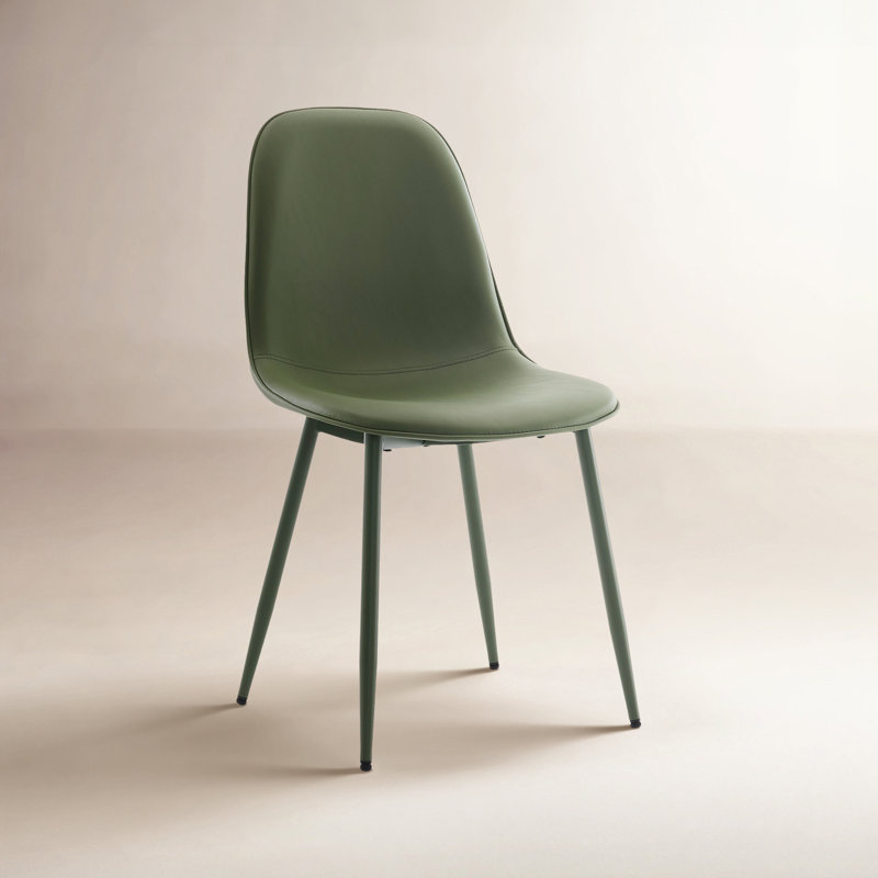 Chaise rembourrée en similicuir Kavi , Similicuir vert haricot / vert haricot