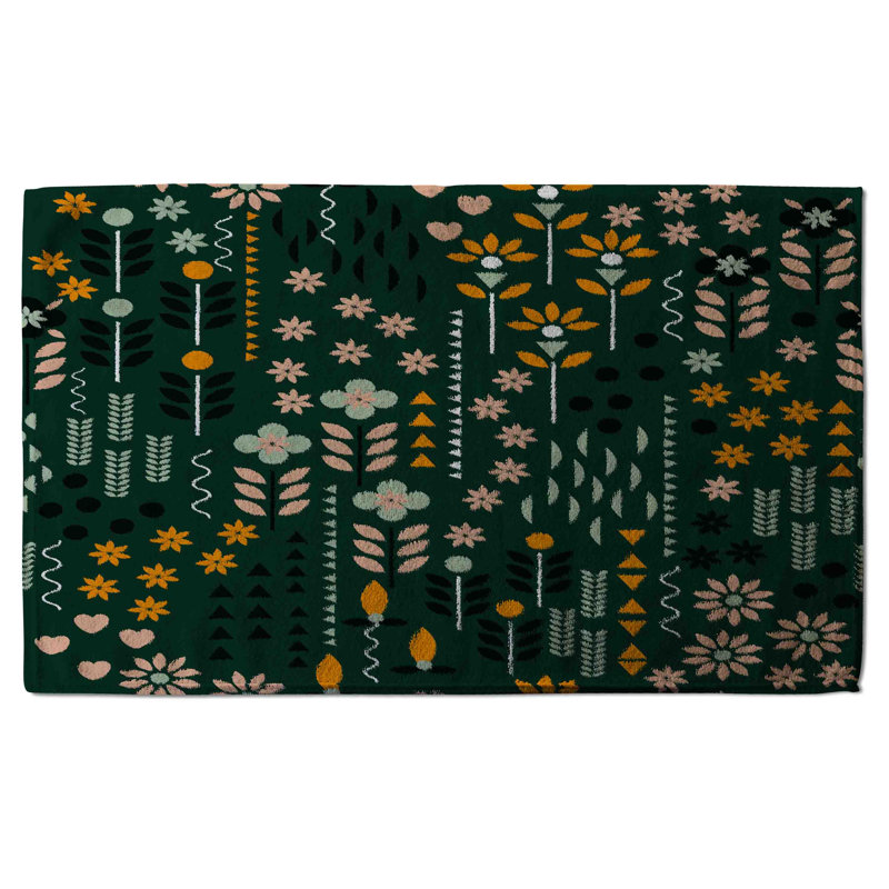 Cotton Waffle Kitchen Towel, Green/Yellow