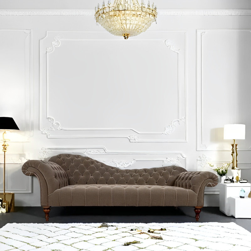 Chaise longue décontractée élégante et confortable, Gris, Orienté à gauche (vu de face)