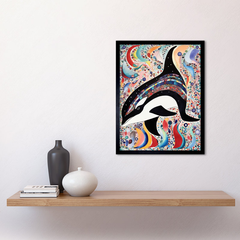 Modern Pattern Orca Whale - Single Picture Frame Print