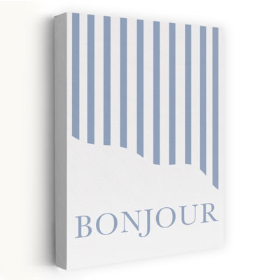 French Bonjour Stripes Abstract Geometric Fish Coastal Ocean Wall Art