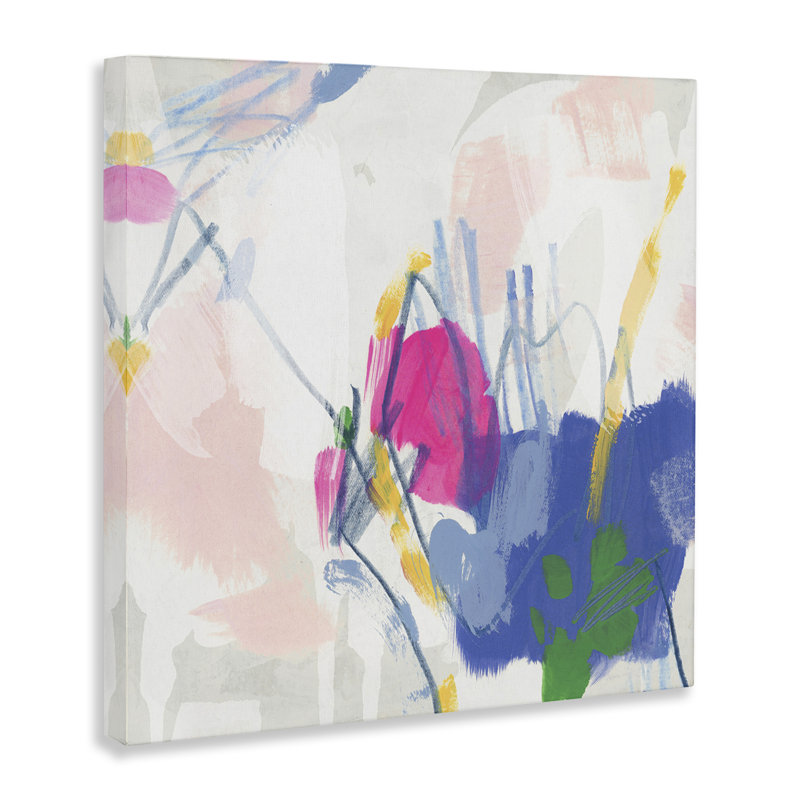 «Blue and Pink Abstract Scribble Canvas Wall Art» par June Erica Vess, H 24 po x l 24 po