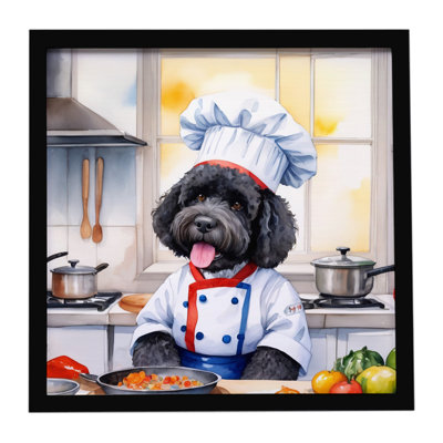 Portuguese Water Dog The Chef Framed Metal Print