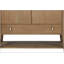 Commode de porte à finition caramel avec charnières à fermeture en douceur et rangement à compartiments multiples pour les intérieurs modernes et transitionnels