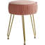 Repose-pieds rond en velours avec repose-pieds, table d'appoint avec tabouret de coiffeuse, siège en velours, tabouret de canapé, pieds en acier doré, rose LG-30P