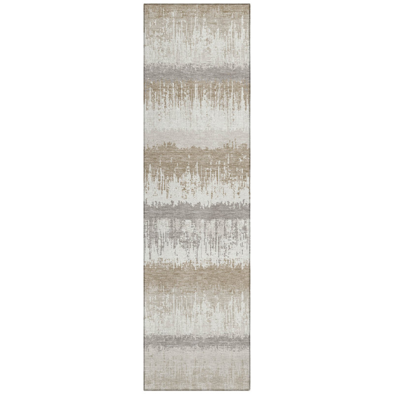 Nyelle Ivory Washable Indoor-Outdoor Rug - , 2'3" x 7'6"