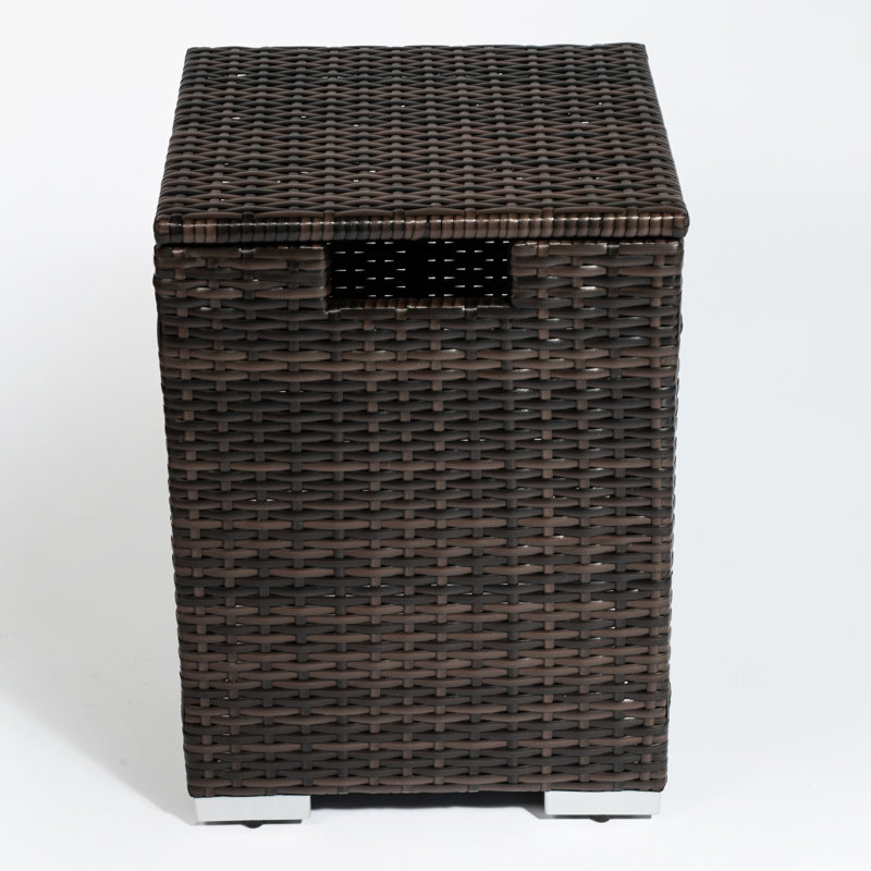 20Lbs Propane Tank Cover - Outdoor Dark Brown With Steel Backing 16X16x22inch Gas Cylinder Storage Upholding 16X16x22in