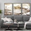3 pièces murales encadrées pour salon, chambre à coucher Golden Waves-174597694-174597665