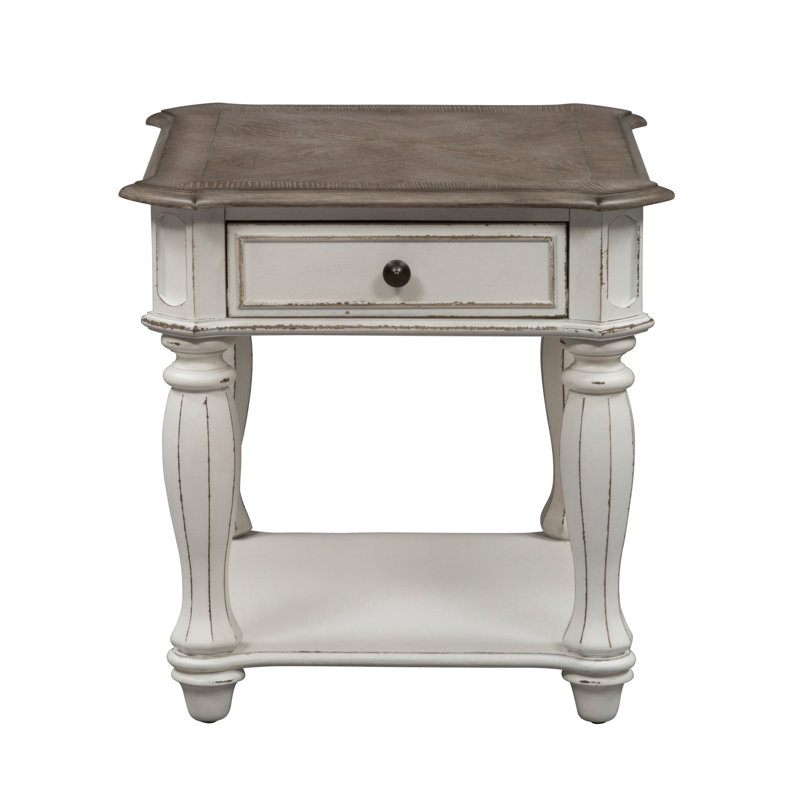 Colchester End Table w/ Drawer, White