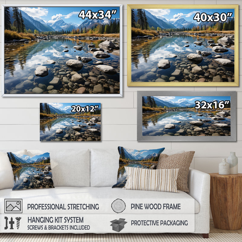 Canada Majestic Rockies II - impression, Cadre naturel flottant, H 30 po x l 40 po x P 1,5 po