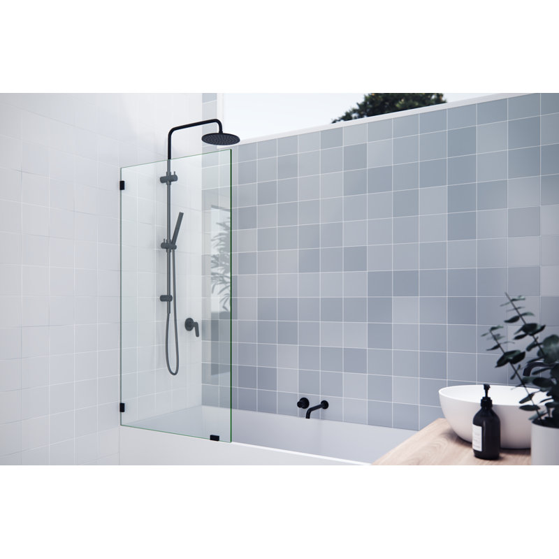 Vela 31.5 in. x 58.25 in. Frameless Single Fixed Bath Panel, Matte Black