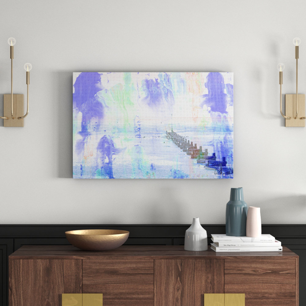 East Urban Home Beach Blue Graphic Art Wrapped on Canvas | Wayfair.co.uk
