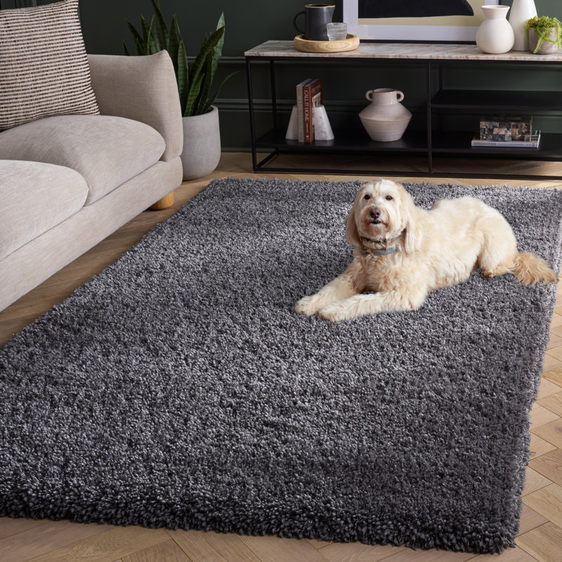 Assar Handmade Tufted Gray Area Rug, Rectangle 5' x 8'