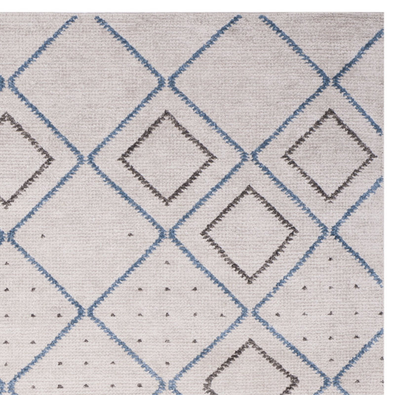 Tapis en soie de bambou noué à la main Stone Stone, Rectangle 5 pi x 8 pi