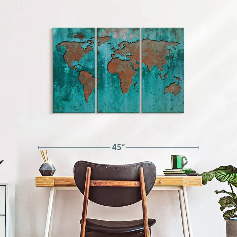 Impression sur mappemonde, impression sur toile, H 24 po x l 38 po x 1,25 po
