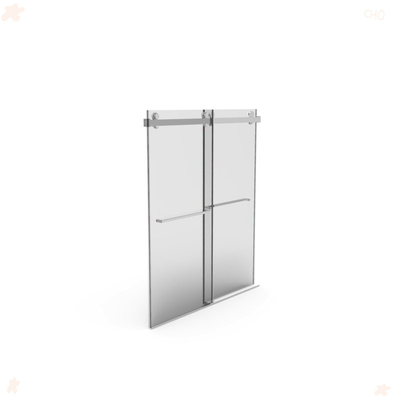 56"-60"W X 76"H Frameless Shower Door, Double Sliding Shower Door, 3/8'' (10Mm) Clear Tempered Glass Shower Enclosure With Square Rail,Double Side Easy Clean Coat, With Buffer