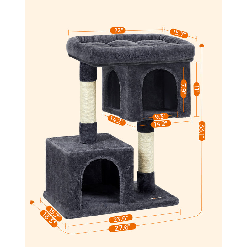 Arbre à chat Franjo, H 33,1 po x l 27,6 po x P 18,5 po, Gris