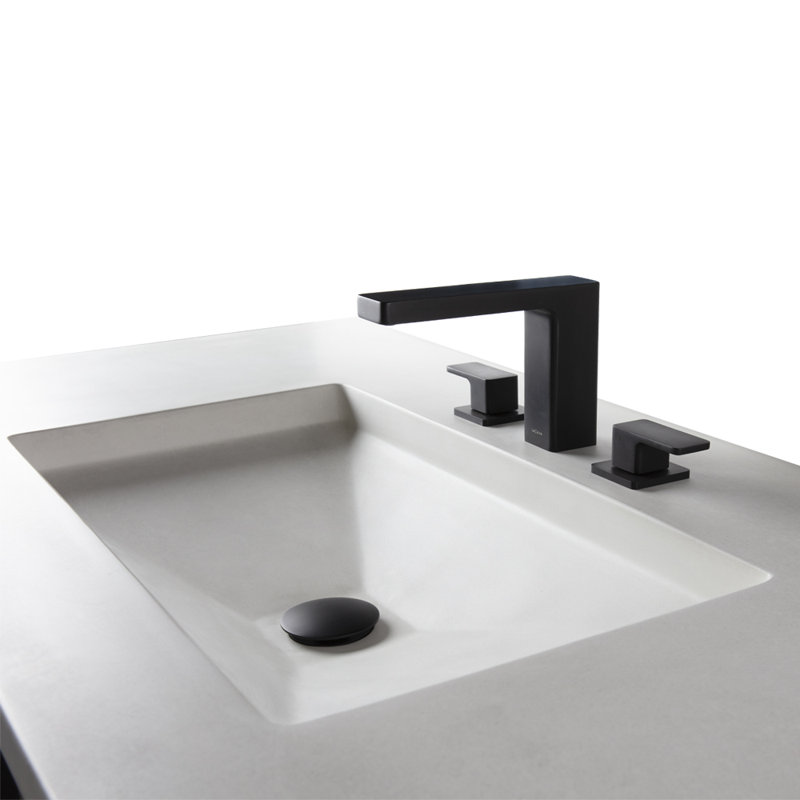 Eleganza Widespread Bathroom Faucet with Drain Assembly, Matte Black, Lever Handle
