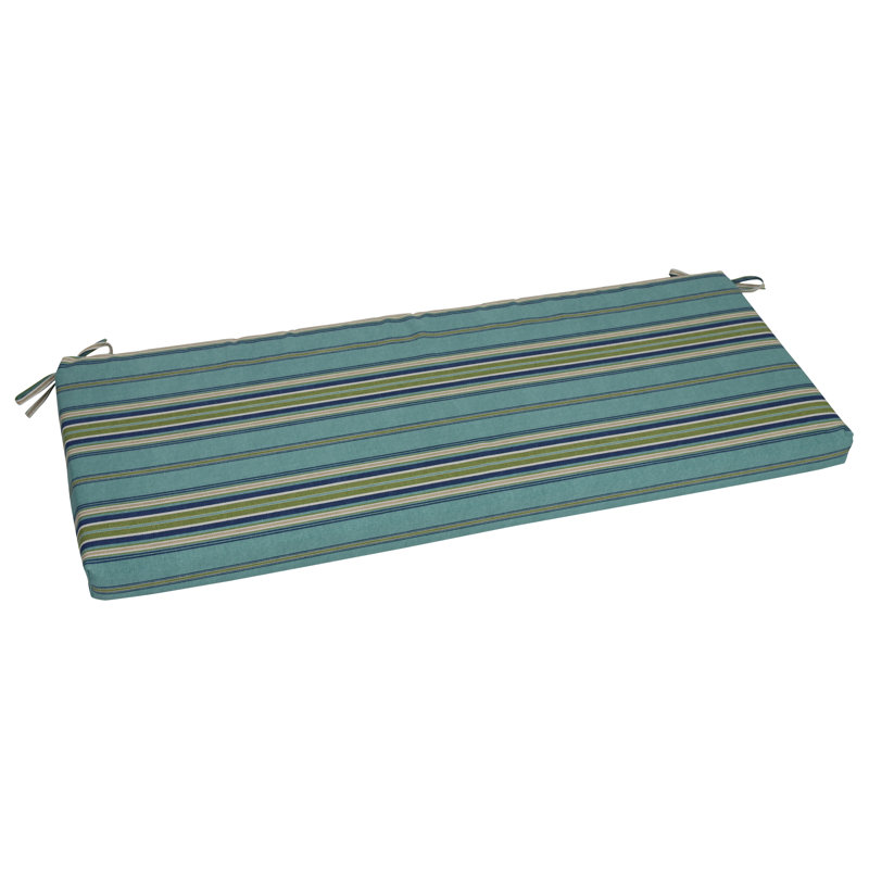 Outdoor Bench Cushion, Tan/Green/Blue/Terrace Breeze Striped, 51" W x 19" D