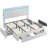 LED Adjustable Velvet Upholstered Headboard Bed Frame With 4 Storage Drawers And USB Ports-409339810-409645850