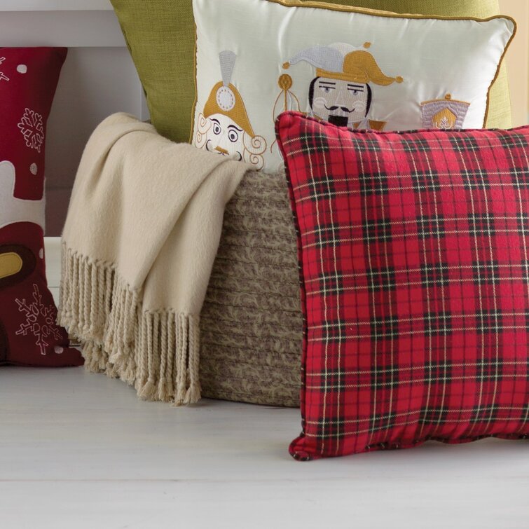 Christmas Tartan Plaid Throw Pillow by JunkyDotCom