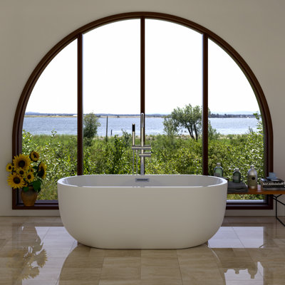 55.5'' x 29'' Freestanding Soaking Acrylic Bathtub