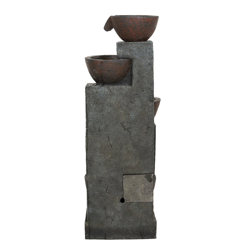 32" H Stacking Bowls Fountain with 4 Warm White LEDS