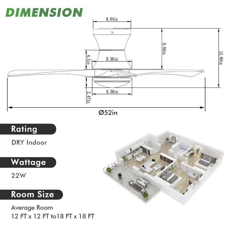 Chrisel Ceiling Fan with Light Kit