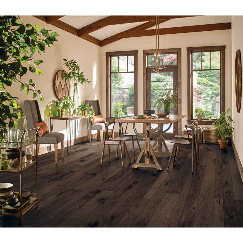 Plancher de bois franc d'ingénierie à largeur variable en hickory morceau de nature, Terre froide