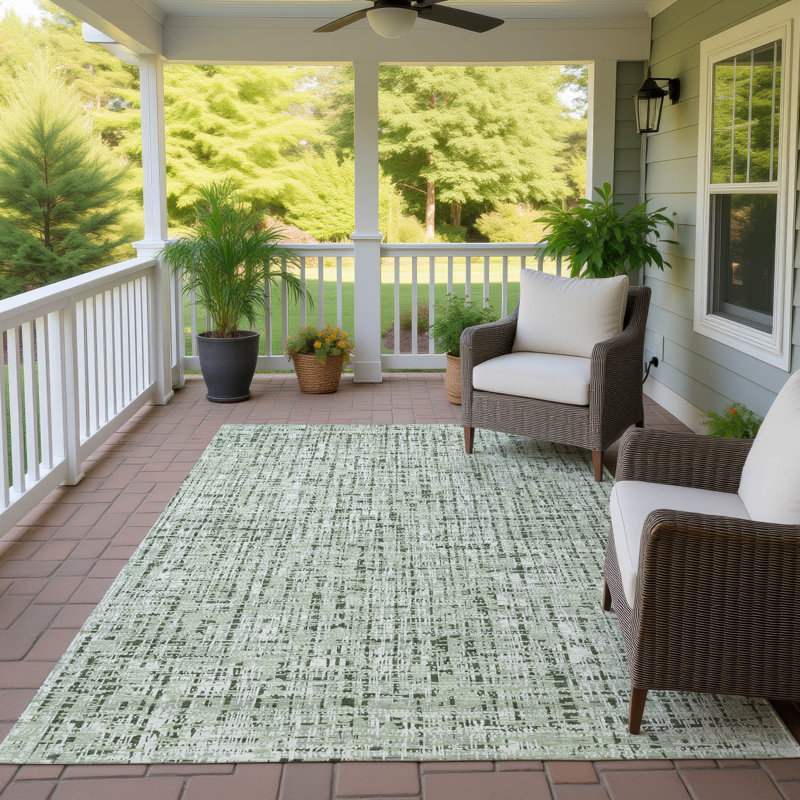 Machine Washable Indoor/Outdoor Chantille ACN2735 Modern Rug, Green, 5' x 7'6"