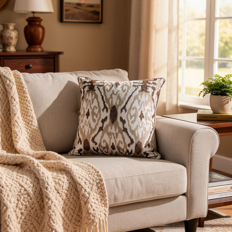Ikat Cotton Reversible Throw Pillow