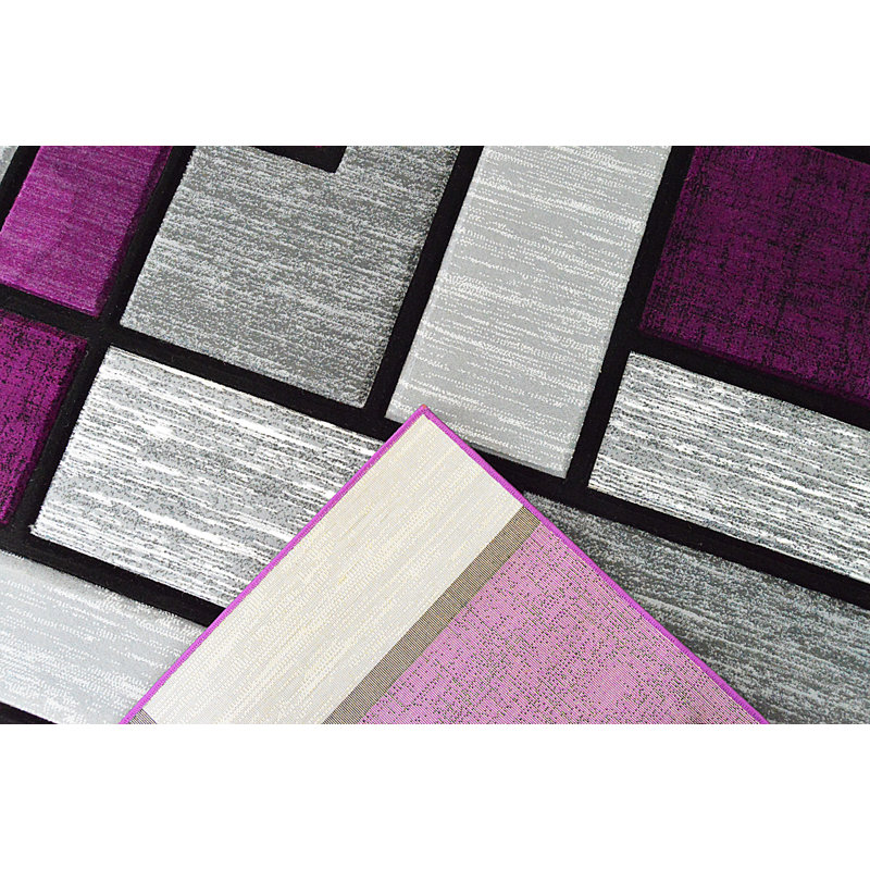 Tapis mauve à motif géométrique Mccampbell, Rectangle 5 pi x 7 pi