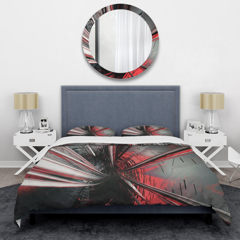 Fractal 3D Deep into Middle - Abstract Duvet Cover Set - Microfiber Polyester, King Duvet Cover + 2 Shams