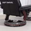 Fauteuil inclinable pivotant en cuir noir avec repose-pieds et repose-pieds