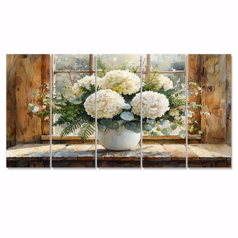 Gahagan - Hydrangea - Art mural traditionnel sur toile, H 32 po x l 80 po, 5